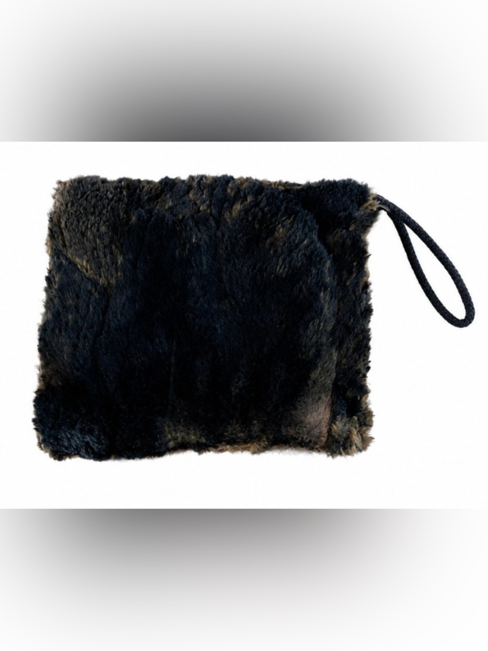Vintage Black Fur Hand Muffler with Satin Wrist Strap/Winter Victorian Style